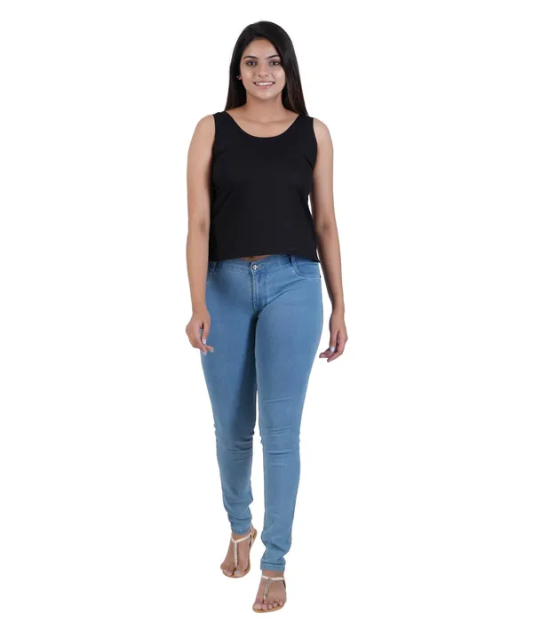 Black_Women_Waist_Length_100%_Fine_Cotton_Camisole/Slip/Inners_For_Kurti_Suit,Chikan_Tops_-_Non_Stretchable_-Solid_Side_Open_All_Day_Wear
