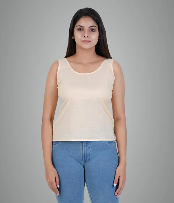Skin_Women_Waist_Length_100%_Fine_Cotton_Camisole/Slip/Inners_For_Kurti_Suit,Chikan_Tops_-_Non_Stretchable_-Solid_Side_Open_All_Day_Wear
