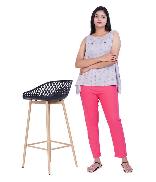 Hot_Pink_Women_100%_Cotton_Regular_Everyday_Pant_-Solid_Modern_Casual_Wear
