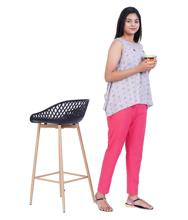Hot_Pink_Women_100%_Cotton_Regular_Everyday_Pant_-Solid_Modern_Casual_Wear