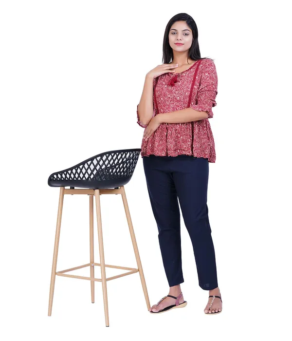Midnight_Blue_Women_100%_Cotton_Regular_Everyday_Pant_-Solid_Modern_Casual_Wear