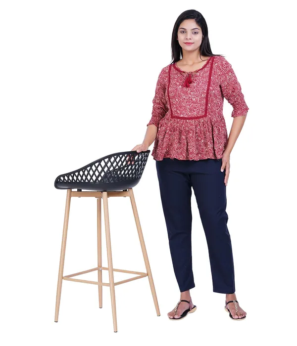 Midnight_Blue_Women_100%_Cotton_Regular_Everyday_Pant_-Solid_Modern_Casual_Wear