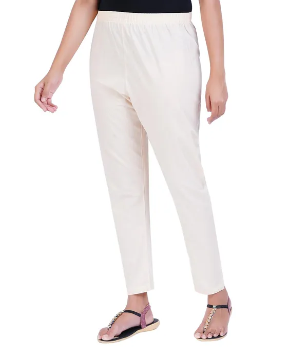 Cream_Women_100%_Cotton_Regular_Everyday_Pant_-Solid_Modern_Casual_Wear