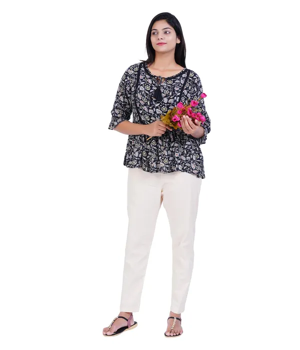 Cream_Women_100%_Cotton_Regular_Everyday_Pant_-Solid_Modern_Casual_Wear