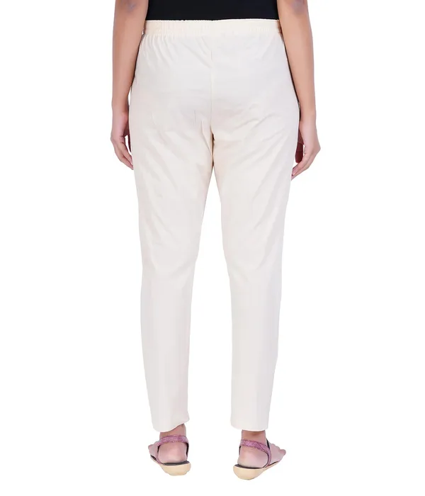 Cream_Women_100%_Cotton_Regular_Everyday_Pant_-Solid_Modern_Casual_Wear