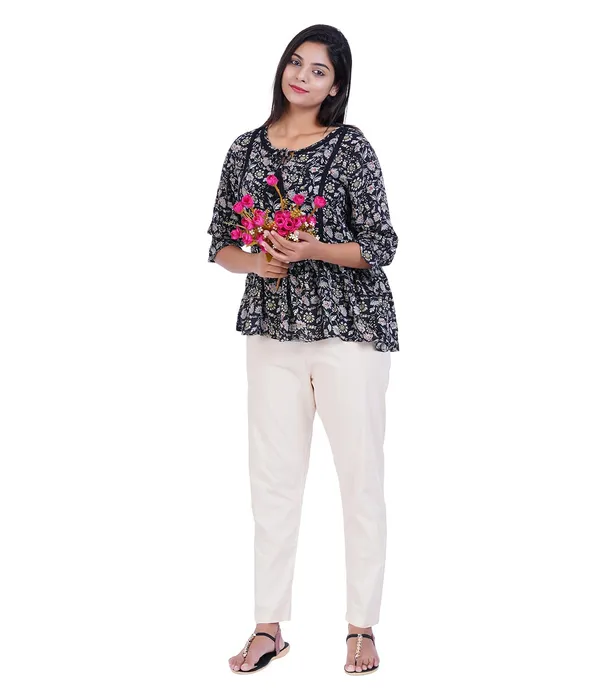 Cream_Women_100%_Cotton_Regular_Everyday_Pant_-Solid_Modern_Casual_Wear