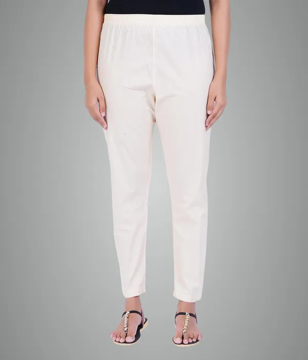 Cream_Women_100%_Cotton_Regular_Everyday_Pant_-Solid_Modern_Casual_Wear