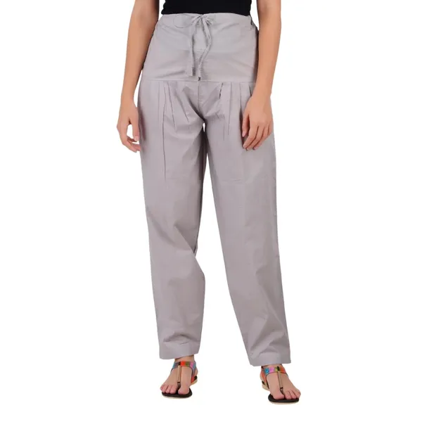 Alloy_Grey_Salwar_Pant_-_Modern_Style_Pure_Cotton_For_Women_-_Ethnic_Semi_Patiala_Trouser_-_Office,Home_-_All_Day_Comfort_Wear_With_Drawstring