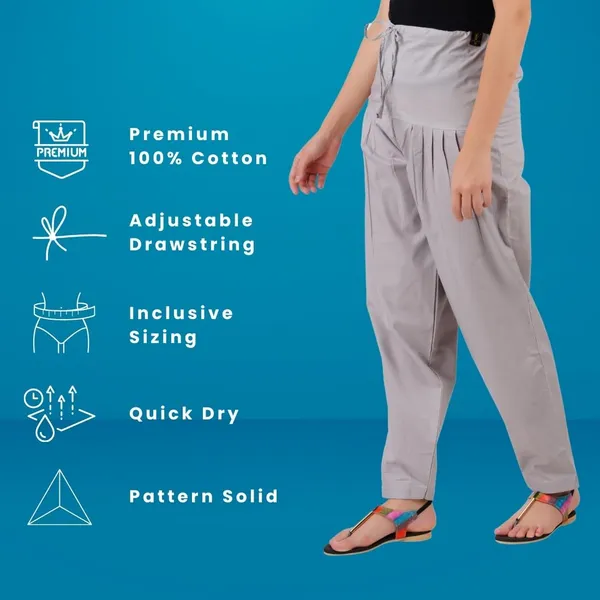 Alloy_Grey_Salwar_Pant_-_Modern_Style_Pure_Cotton_For_Women_-_Ethnic_Semi_Patiala_Trouser_-_Office,Home_-_All_Day_Comfort_Wear_With_Drawstring