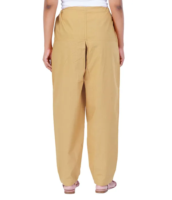 Beige_Salwar_Pant_-_Modern_Style_Pure_Cotton_For_Women_-_Ethnic_Semi_Patiala_Trouser_-_Office,Home_-_All_Day_Comfort_Wear_With_Drawstring
