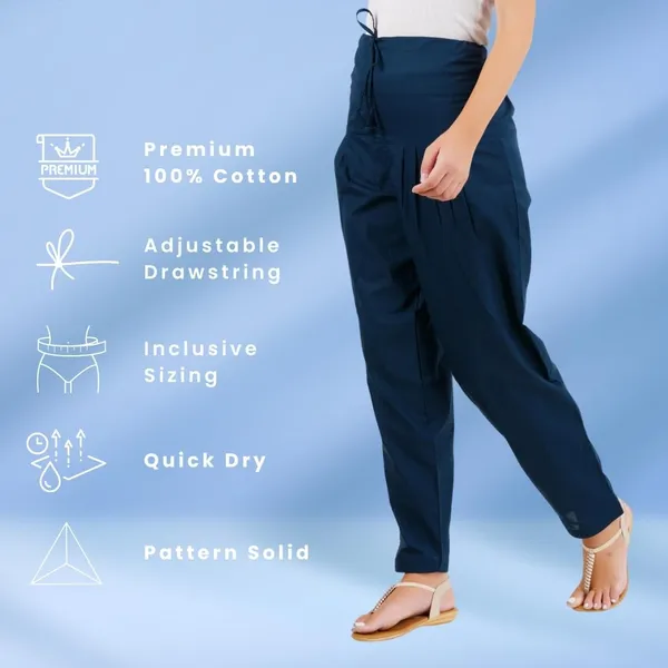 Bottle_Green_Salwar_Pant_-_Modern_Style_Pure_Cotton_For_Women_-_Ethnic_Semi_Patiala_Trouser_-_Office,Home_-_All_Day_Comfort_Wear_With_Drawstring
