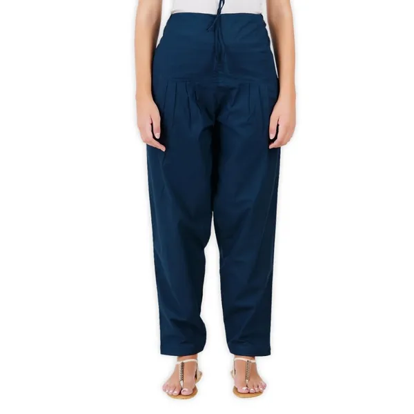Bottle_Green_Salwar_Pant_-_Modern_Style_Pure_Cotton_For_Women_-_Ethnic_Semi_Patiala_Trouser_-_Office,Home_-_All_Day_Comfort_Wear_With_Drawstring