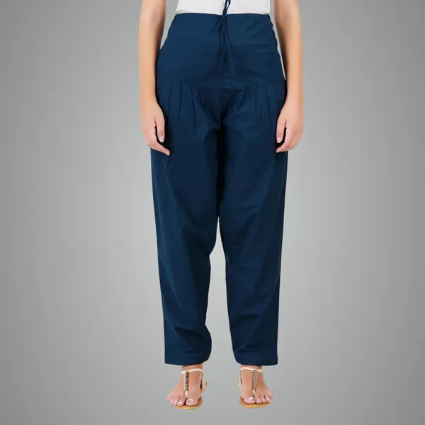 Bottle_Green_Salwar_Pant_-_Modern_Style_Pure_Cotton_For_Women_-_Ethnic_Semi_Patiala_Trouser_-_Office,Home_-_All_Day_Comfort_Wear_With_Drawstring