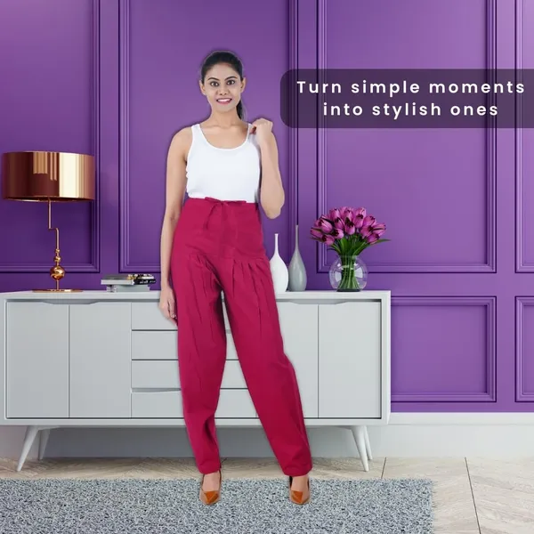 Burgundy_Maroon_Salwar_Pant_-_Modern_Style_Pure_Cotton_For_Women_-_Ethnic_Semi_Patiala_Trouser_-_Office,Home_-_All_Day_Comfort_Wear_With_Drawstring