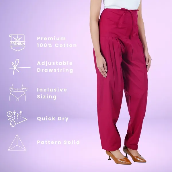 Burgundy_Maroon_Salwar_Pant_-_Modern_Style_Pure_Cotton_For_Women_-_Ethnic_Semi_Patiala_Trouser_-_Office,Home_-_All_Day_Comfort_Wear_With_Drawstring