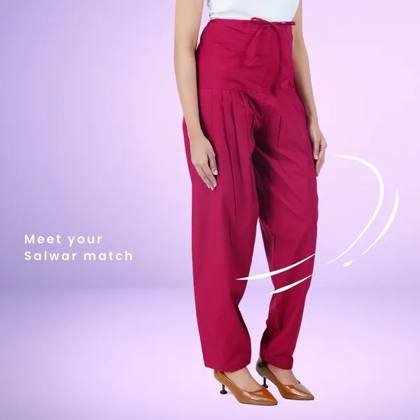 Burgundy_Maroon_Salwar_Pant_-_Modern_Style_Pure_Cotton_For_Women_-_Ethnic_Semi_Patiala_Trouser_-_Office,Home_-_All_Day_Comfort_Wear_With_Drawstring