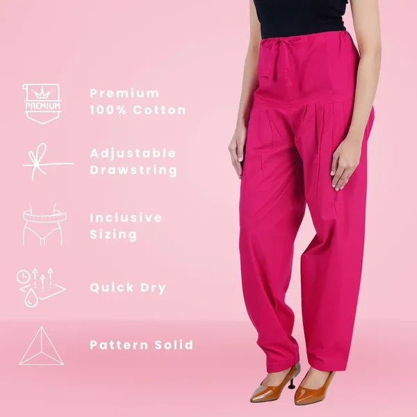 Bright_Pink_Salwar_Pant_-_Modern_Style_Pure_Cotton_For_Women_-_Ethnic_Semi_Patiala_Trouser_-_Office,Home_-_All_Day_Comfort_Wear_With_Drawstring