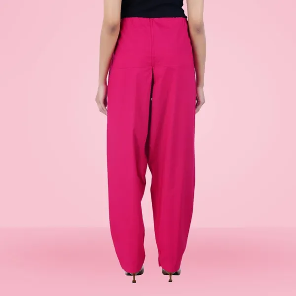Bright_Pink_Salwar_Pant_-_Modern_Style_Pure_Cotton_For_Women_-_Ethnic_Semi_Patiala_Trouser_-_Office,Home_-_All_Day_Comfort_Wear_With_Drawstring