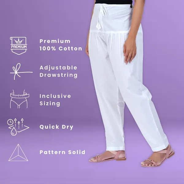 Blanco_White_Salwar_Pant_-_Modern_Style_Pure_Cotton_For_Women_-_Ethnic_Semi_Patiala_Trouser_-_Office,Home_-_All_Day_Comfort_Wear_With_Drawstring