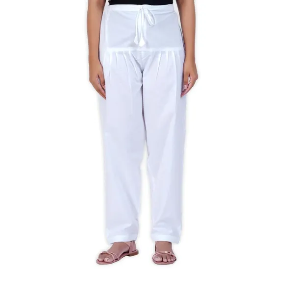 Blanco_White_Salwar_Pant_-_Modern_Style_Pure_Cotton_For_Women_-_Ethnic_Semi_Patiala_Trouser_-_Office,Home_-_All_Day_Comfort_Wear_With_Drawstring