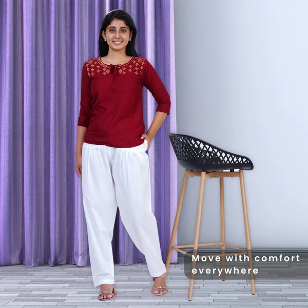 Blanco_White_Salwar_Pant_-_Modern_Style_Pure_Cotton_For_Women_-_Ethnic_Semi_Patiala_Trouser_-_Office,Home_-_All_Day_Comfort_Wear_With_Drawstring