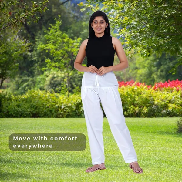 Blanco_White_Salwar_Pant_-_Modern_Style_Pure_Cotton_For_Women_-_Ethnic_Semi_Patiala_Trouser_-_Office,Home_-_All_Day_Comfort_Wear_With_Drawstring