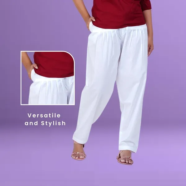 Blanco_White_Salwar_Pant_-_Modern_Style_Pure_Cotton_For_Women_-_Ethnic_Semi_Patiala_Trouser_-_Office,Home_-_All_Day_Comfort_Wear_With_Drawstring