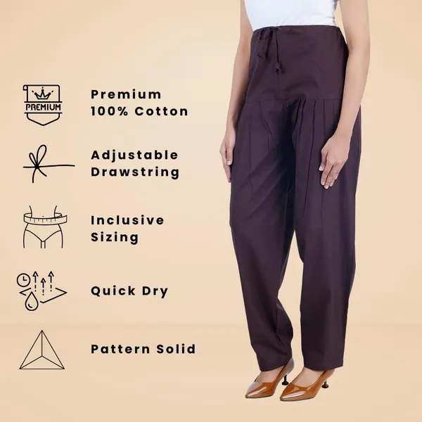 Coffee_Brown_Salwar_Pant_-_Modern_Style_Pure_Cotton_For_Women_-_Ethnic_Semi_Patiala_Trouser_-_Office,Home_-_All_Day_Comfort_Wear_With_Drawstring