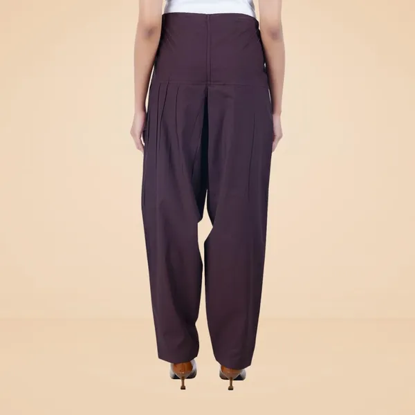 Coffee_Brown_Salwar_Pant_-_Modern_Style_Pure_Cotton_For_Women_-_Ethnic_Semi_Patiala_Trouser_-_Office,Home_-_All_Day_Comfort_Wear_With_Drawstring