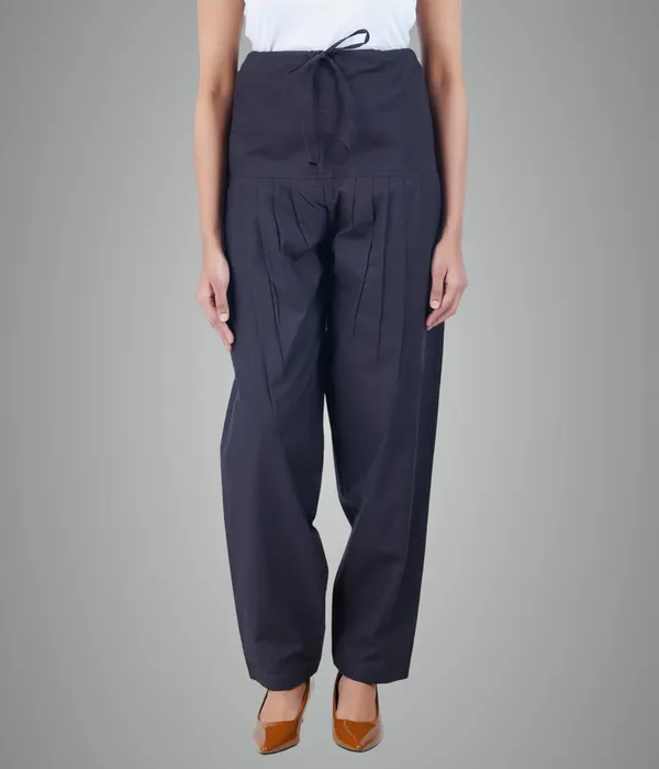 Charcoal_Grey_Salwar_Pant_-_Modern_Style_Pure_Cotton_For_Women_-_Ethnic_Semi_Patiala_Trouser_-_Office,Home_-_All_Day_Comfort_Wear_With_Drawstring
