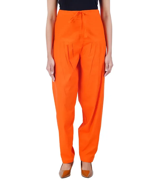 Coral_Orange_Salwar_Pant_-_Modern_Style_Pure_Cotton_For_Women_-_Ethnic_Semi_Patiala_Trouser_-_Office,Home_-_All_Day_Comfort_Wear_With_Drawstring
