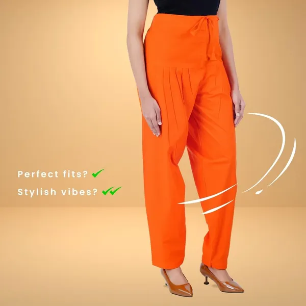 Coral_Orange_Salwar_Pant_-_Modern_Style_Pure_Cotton_For_Women_-_Ethnic_Semi_Patiala_Trouser_-_Office,Home_-_All_Day_Comfort_Wear_With_Drawstring