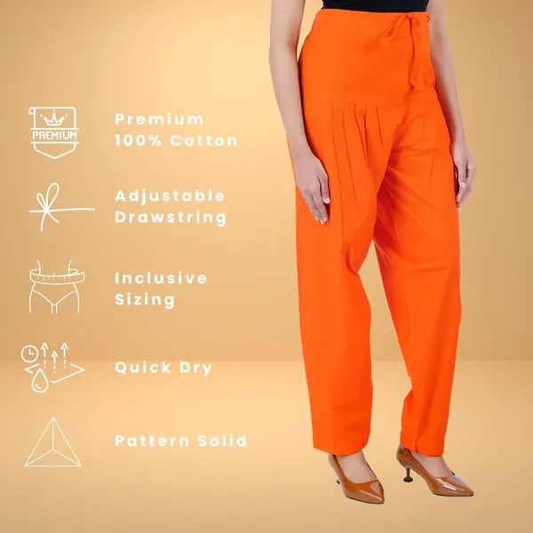 Coral_Orange_Salwar_Pant_-_Modern_Style_Pure_Cotton_For_Women_-_Ethnic_Semi_Patiala_Trouser_-_Office,Home_-_All_Day_Comfort_Wear_With_Drawstring