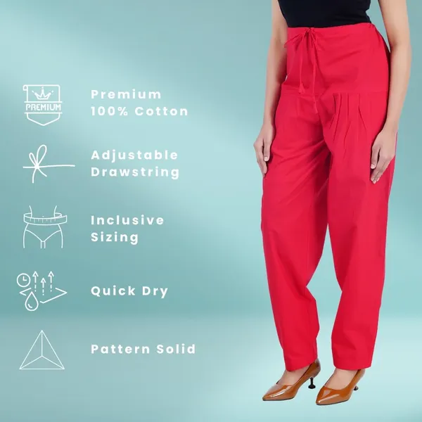 Chilly_Red_Salwar_Pant_-_Modern_Style_Pure_Cotton_For_Women_-_Ethnic_Semi_Patiala_Trouser_-_Office,Home_-_All_Day_Comfort_Wear_With_Drawstring
