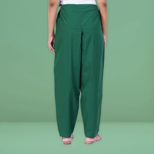 Dark_Green_Salwar_Pant_-_Modern_Style_Pure_Cotton_For_Women_-_Ethnic_Semi_Patiala_Trouser_-_Office,Home_-_All_Day_Comfort_Wear_With_Drawstring