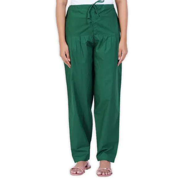 Dark_Green_Salwar_Pant_-_Modern_Style_Pure_Cotton_For_Women_-_Ethnic_Semi_Patiala_Trouser_-_Office,Home_-_All_Day_Comfort_Wear_With_Drawstring
