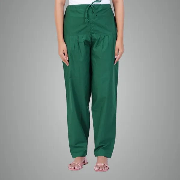 Dark_Green_Salwar_Pant_-_Modern_Style_Pure_Cotton_For_Women_-_Ethnic_Semi_Patiala_Trouser_-_Office,Home_-_All_Day_Comfort_Wear_With_Drawstring