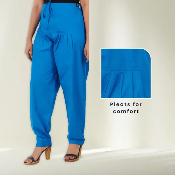 Estate_Blue_Salwar_Pant_-_Modern_Style_Pure_Cotton_For_Women_-_Ethnic_Semi_Patiala_Trouser_-_Office,Home_-_All_Day_Comfort_Wear_With_Drawstring