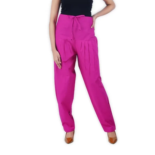 Fushia_Pink_Salwar_Pant_-_Modern_Style_Pure_Cotton_For_Women_-_Ethnic_Semi_Patiala_Trouser_-_Office,Home_-_All_Day_Comfort_Wear_With_Drawstring