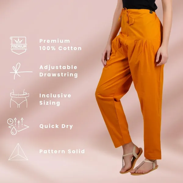 Fire_Yellow_Salwar_Pant_-_Modern_Style_Pure_Cotton_For_Women_-_Ethnic_Semi_Patiala_Trouser_-_Office,Home_-_All_Day_Comfort_Wear_With_Drawstring