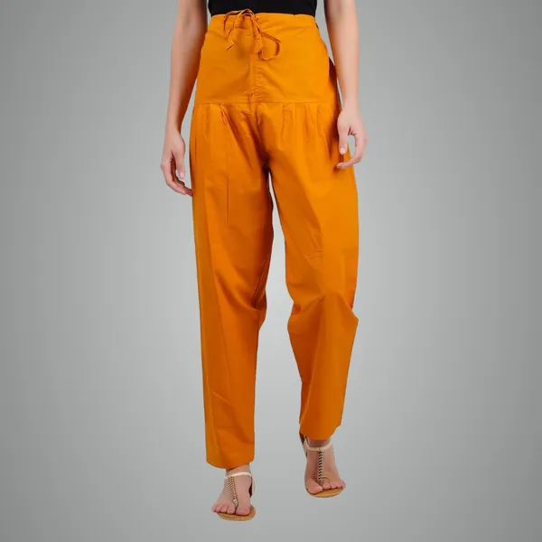 Fire_Yellow_Salwar_Pant_-_Modern_Style_Pure_Cotton_For_Women_-_Ethnic_Semi_Patiala_Trouser_-_Office,Home_-_All_Day_Comfort_Wear_With_Drawstring