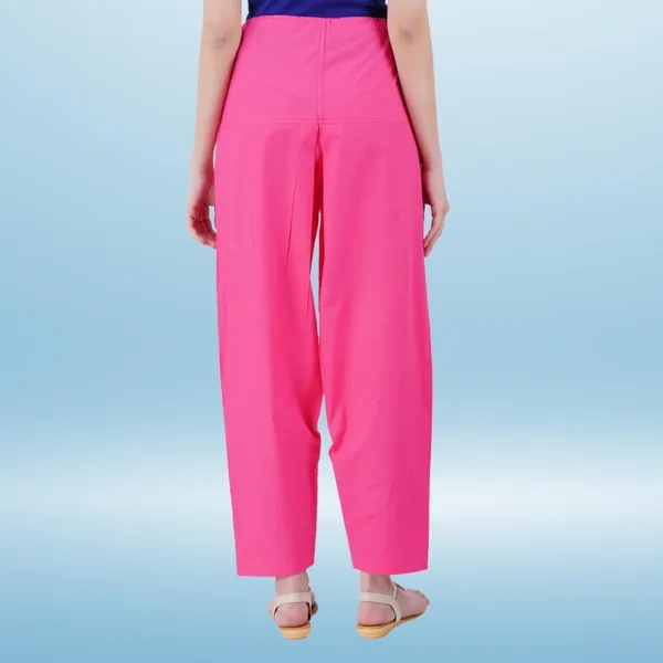 Hot_Pink_Salwar_Pant_-_Modern_Style_Pure_Cotton_For_Women_-_Ethnic_Semi_Patiala_Trouser_-_Office,Home_-_All_Day_Comfort_Wear_With_Drawstring