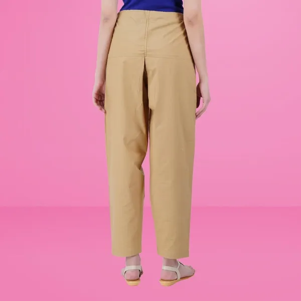 Sand_Khaki_Salwar_Pant_-_Modern_Style_Pure_Cotton_For_Women_-_Ethnic_Semi_Patiala_Trouser_-_Office,Home_-_All_Day_Comfort_Wear_With_Drawstring