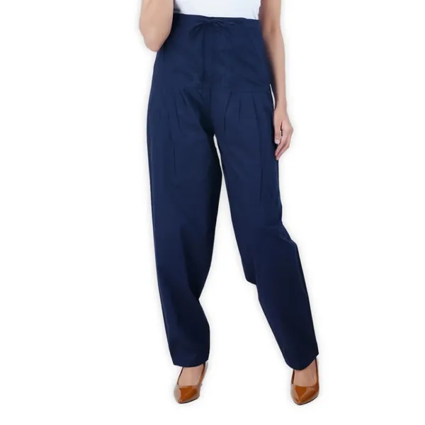 Midnight_Blue_Salwar_Pant_-_Modern_Style_Pure_Cotton_For_Women_-_Ethnic_Semi_Patiala_Trouser_-_Office,Home_-_All_Day_Comfort_Wear_With_Drawstring