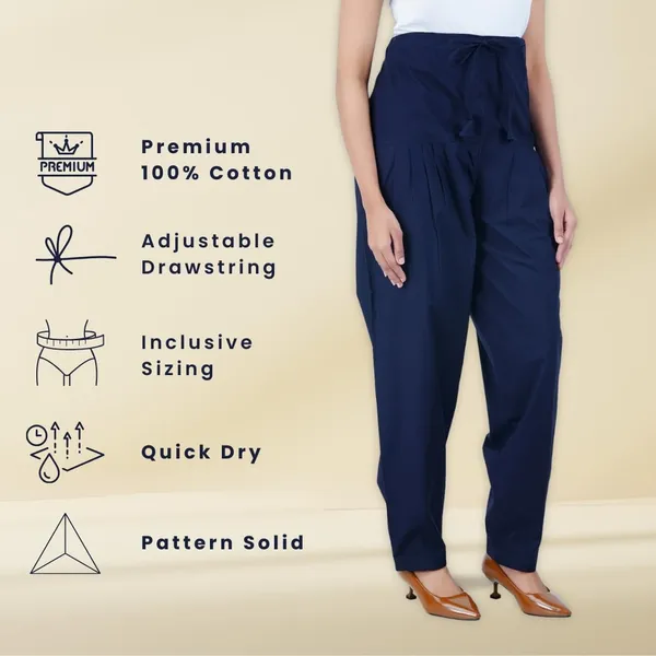 Midnight_Blue_Salwar_Pant_-_Modern_Style_Pure_Cotton_For_Women_-_Ethnic_Semi_Patiala_Trouser_-_Office,Home_-_All_Day_Comfort_Wear_With_Drawstring
