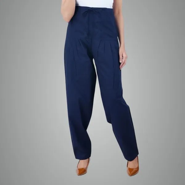 Midnight_Blue_Salwar_Pant_-_Modern_Style_Pure_Cotton_For_Women_-_Ethnic_Semi_Patiala_Trouser_-_Office,Home_-_All_Day_Comfort_Wear_With_Drawstring