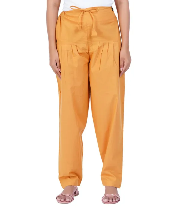 Mustard_Yellow_Salwar_Pant_-_Modern_Style_Pure_Cotton_For_Women_-_Ethnic_Semi_Patiala_Trouser_-_Office,Home_-_All_Day_Comfort_Wear_With_Drawstring