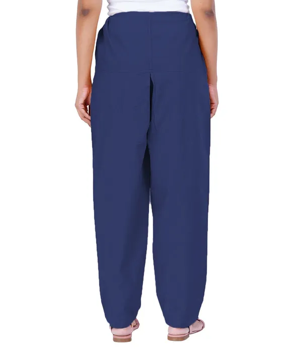 Navy_Blue_Salwar_Pant_-_Modern_Style_Pure_Cotton_For_Women_-_Ethnic_Semi_Patiala_Trouser_-_Office,Home_-_All_Day_Comfort_Wear_With_Drawstring