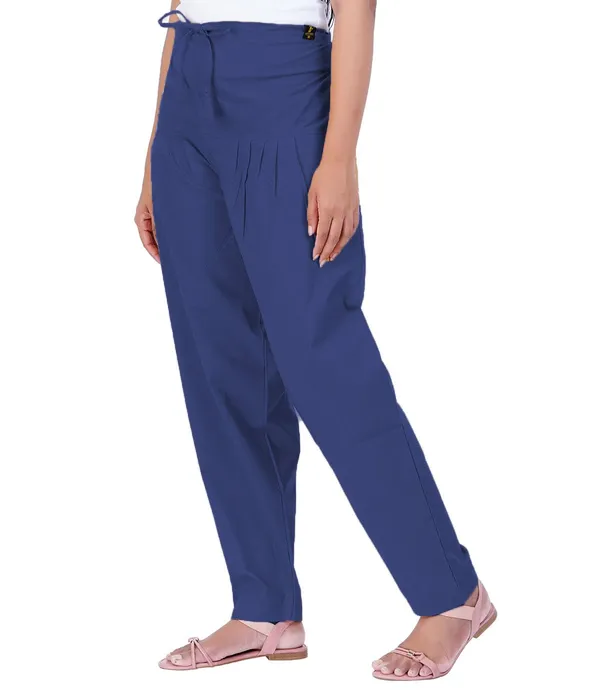 Navy_Blue_Salwar_Pant_-_Modern_Style_Pure_Cotton_For_Women_-_Ethnic_Semi_Patiala_Trouser_-_Office,Home_-_All_Day_Comfort_Wear_With_Drawstring