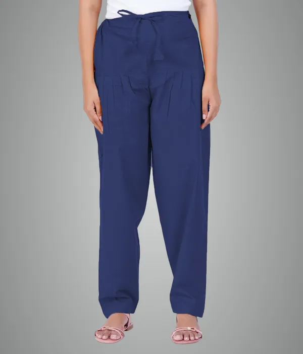 Navy_Blue_Salwar_Pant_-_Modern_Style_Pure_Cotton_For_Women_-_Ethnic_Semi_Patiala_Trouser_-_Office,Home_-_All_Day_Comfort_Wear_With_Drawstring